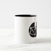 キュートブラックキャットタイポグラフィデザイン ツートーンマグカップ (中央)