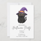 キュートブラックキャットハローウィンパーティ 招待状 (正面)
