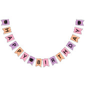 キュートブラックキャットパステルハロウィーンハッピーバースデー バンティングフラッグ (全)