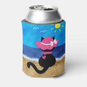 キュートブラックキャットビーチテーマピンクボンネットクーラーボックス 缶クーラー (缶裏面)