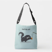 キュートブラックキャットブルークロスボディバッグ クロスボディバッグ (正面)