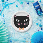 キュートブラックキャットボウタイハロウィン誕生日 ペーパープレート (パーティー)