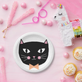 キュートブラックキャットボウタイハロウィン誕生日 ペーパープレート