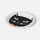 キュートブラックキャットボウタイハロウィン誕生日 ペーパープレート (アングル)
