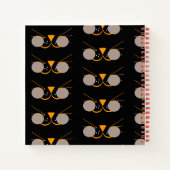 キュートブラックキャット顔 おもしろい ノートブック (裏面)