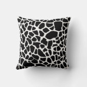 キュートブラックキリンプリントガーリーピンクボウと名前 クッション (裏面)