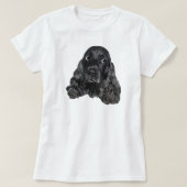 キュートブラックコッカースパニエル犬 Tシャツ (デザイン正面)