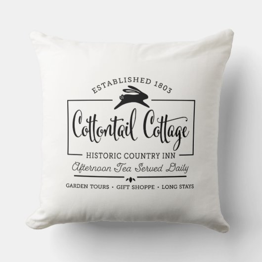 キュートブラックコットンテールコテージファームハウスイースター クッション (正面)