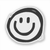 キュートブラックスマイル顔 シール (正面)