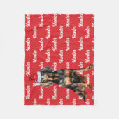 キュートブラックタンコンハウンドドクリスムホリデー フリースブランケット (正面)