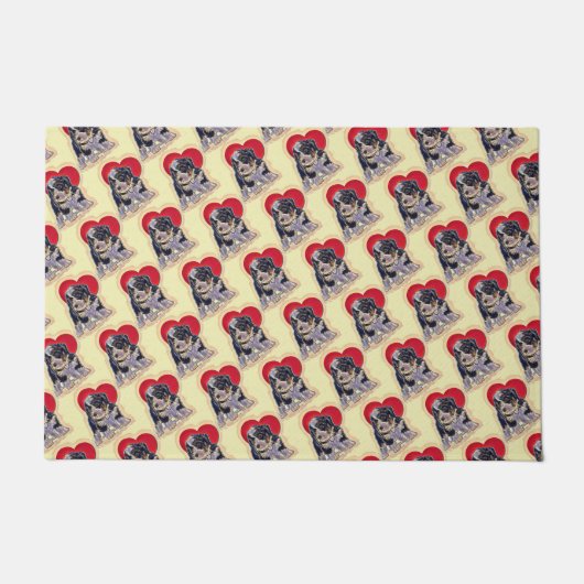 キュートブラックタンベルネドードル ドアマット (正面)