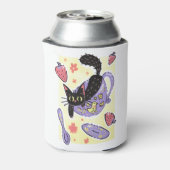 キュートブラックティーカップ子猫とイチゴ 缶クーラー (缶裏面)