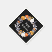 キュートブラックハッピーハローウィンイラストレーションパーティー スタンダードカクテルナプキン (角)