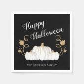 キュートブラックハッピーハローウィンパンプキンナプキン スタンダードカクテルナプキン (正面)