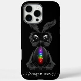 キュートブラックバニーとチャクラレインボーソウル iPhone 16 PRO MAXケース