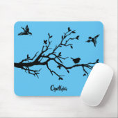 キュートブラックバード&ツリーブランチパーソナライズされた マウスパッド (マウス)
