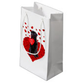 キュートブラックパグの願いハッピーバレンタインデー スモールペーパーバッグ (裏面アングル)