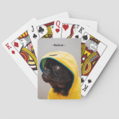 キュートブラックパグイエローレインコートモノグラム トランプ (裏面)