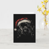 キュートブラックパピーラボサンタハットクリスマスドッグラブラドールR カード (黄色い花)