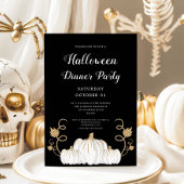 キュートブラックパンプキンハロウィーンディナーパーティー 招待状