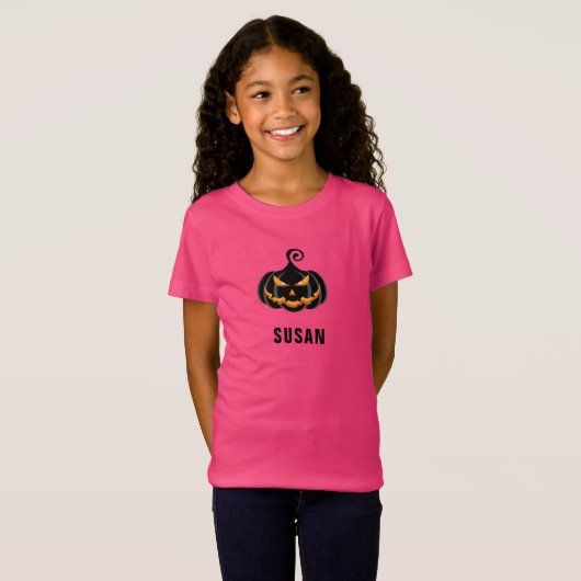 キュートブラックパンプキン名前をカスタムするハロウィーン Tシャツ (正面フル)