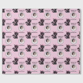 キュートブラックピンクチビ(小さくかわいく書いた感じ)ドラゴンカスタムフォト文字 ラッピングペーパー (フラット)