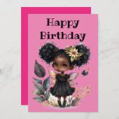 キュートブラックフェアリーハッピーバースデー シーズンカード (正面/裏面)