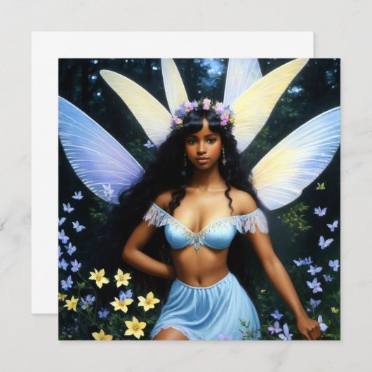 キュートブラックフェアリーメラニン魔法 招待状 (正面/裏面)