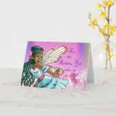 キュートブラックフェアリー誕生日 カード (黄色い花)