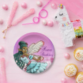 キュートブラックフェアリー誕生日 ペーパープレート (パーティー)