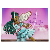 キュートブラックフェアリー誕生日 ラージペーパーバッグ (正面)