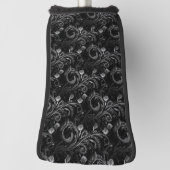 キュートブラックフローラペイズリー ゴルフヘッドカバー (回転90)