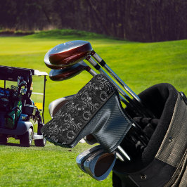 キュートブラックフローラペイズリー ゴルフヘッドカバー