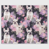 キュートブラックブルフランスのドッグフローララッピング紙 ラッピングペーパー (フラット)
