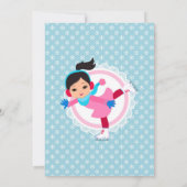 キュートブラックヘアアイススケートで滑る誕生日パーティー 招待状 (裏面)