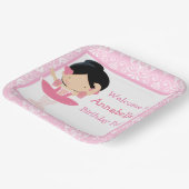 キュートブラックヘアバレリーナバースデーパーティー ペーパープレート (傾斜あり)