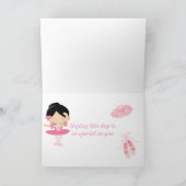 キュートブラックヘアバレリーナ誕生日カード カード (内部)