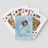 キュートブラックヘアマーメイド名前をカスタムするガール誕生日 トランプ (裏面)