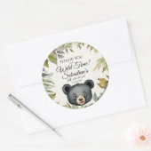 キュートブラックベアーウッドランドサンキューレ誕生日 ラウンドシール (封筒)