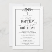 キュートブラックボーガールホーリーバプテスマ&誕生日 招待状 (正面)