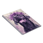 キュートブラックラブラドールリトリエバードグパープルフローラ ノートブック (右側)