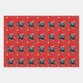 キュートブラックラブラドールリトリーブクリスマス ラッピングペーパーシート (正面)