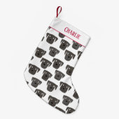 キュートブラックラブラドールレトリバードッグパーソナライズされた スモールクリスマスストッキング (正面 (吊り時))