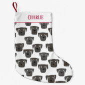 キュートブラックラブラドールレトリバードッグパーソナライズされた スモールクリスマスストッキング (正面)