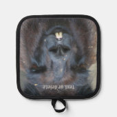 キュートブラックラマ顔 パーソナライズされた 鍋敷き (正面)