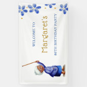 キュートブラックレディフローラ80誕生日 横断幕 (縦)