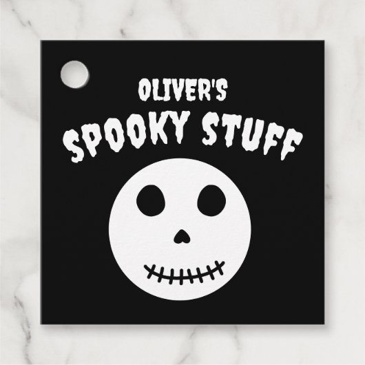 キュートブラック不気味物キッズハロウィーンスカル フェイバータグ (正面)