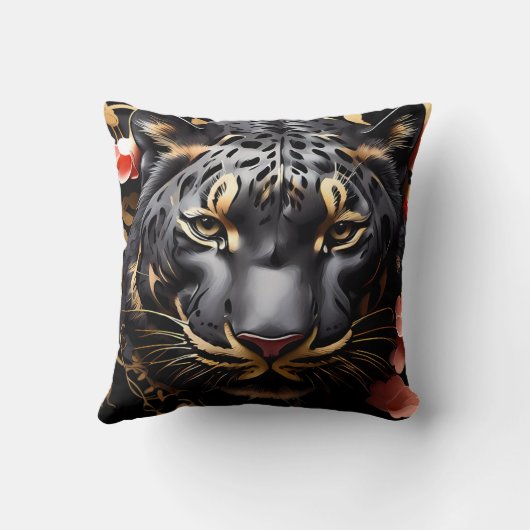 キュートブラック威厳のあるタイガーポートレート クッション (裏面)