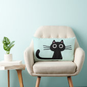キュートブラック子猫 | 長予測できない頬髯の猫 ランバークッション (椅子)