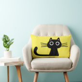 キュートブラック子猫 | 長予測できない頬髯の猫 ランバークッション (椅子)